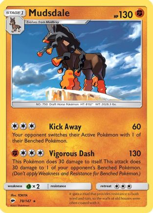Mudsdale  - Reverse Holofoil SM  Burning Shadows - Rare