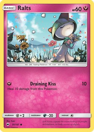 Ralts 091  - Reverse Holofoil SM  Burning Shadows - Common