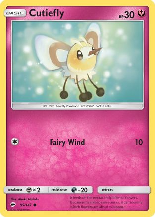 Cutiefly 095  - Reverse Holofoil SM  Burning Shadows - Common