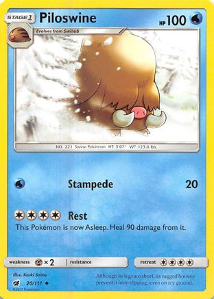 Piloswine 020  - Reverse Holofoil SM  Crimson Invasion - Uncommon