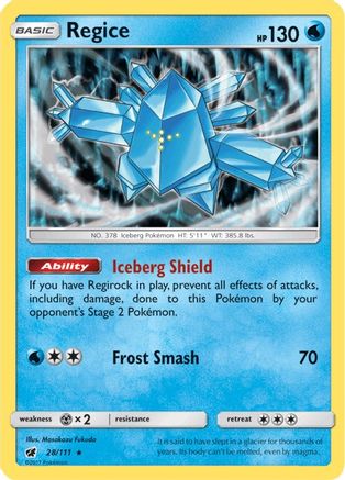 Regice 028  - Holofoil SM  Crimson Invasion - Holo Rare