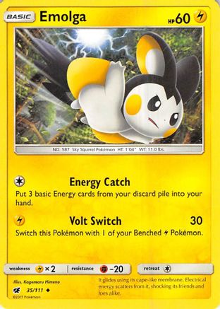Emolga 035  - Reverse Holofoil SM  Crimson Invasion - Uncommon