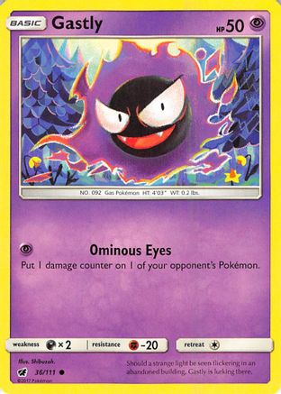 Gastly 036  - Reverse Holofoil SM  Crimson Invasion - Common