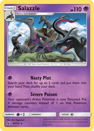 Salazzle 047/111  - Reverse Holofoil SM  Crimson Invasion - Holo Rare
