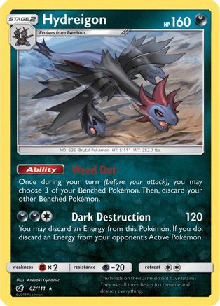Hydreigon 062  - Reverse Holofoil SM  Crimson Invasion - Rare