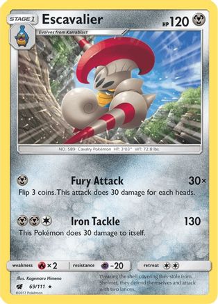 Escavalier  - Reverse Holofoil SM  Crimson Invasion - Rare