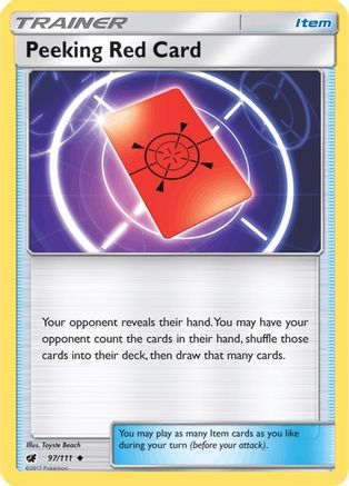 Peeking Red Card 097  - Reverse Holofoil SM  Crimson Invasion - Uncommon