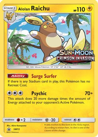 Alolan Raichu - SM72 (Prerelease)  - Holofoil SM Promos - Promo