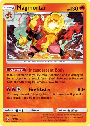 Magmortar - 19/156 - Holo Rare - Reverse Holo