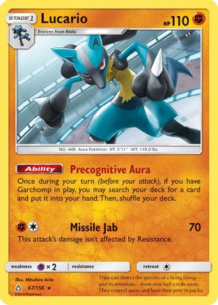 Lucario - 67/156 - Holo Rare - Reverse Holo