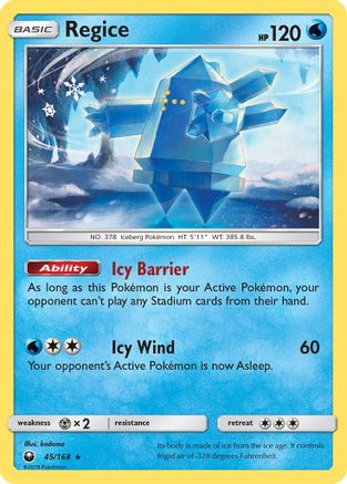 Regice - 45/168 - Rare - Reverse Holo