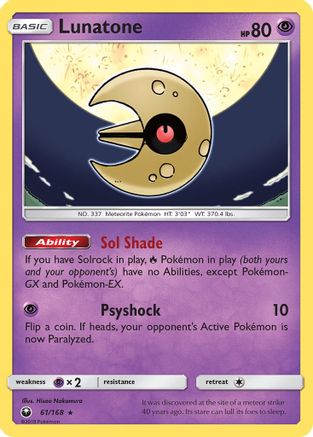 Lunatone - 61/168 - Holo Rare - Reverse Holo