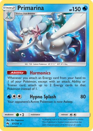 Primarina - 67/214 - Rare - Reverse Holo