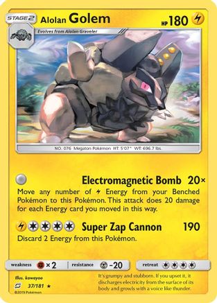 Alolan Golem - 37/181 - Rare - Reverse Holo
