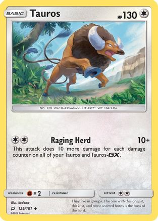Tauros - 129/181 - Uncommon - Reverse Holo
