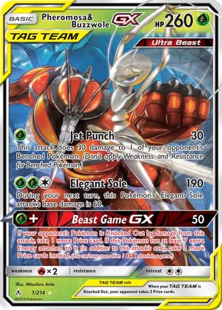 Pheromosa & Buzzwole GX 001/214  - Holofoil SM  Unbroken Bonds - Ultra Rare