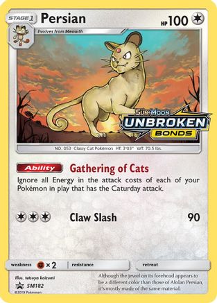 Persian - SM182 (Prerelease)  - Holofoil SM Promos - Promo