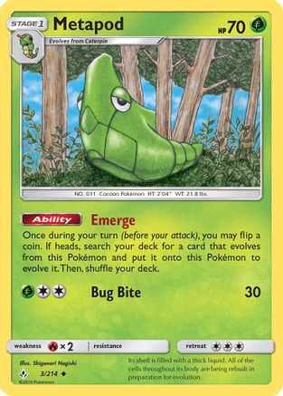 Metapod - 3/214 - Uncommon - Reverse Holo