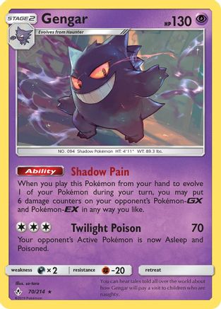 Gengar 070/214  - Reverse Holofoil SM  Unbroken Bonds - Rare