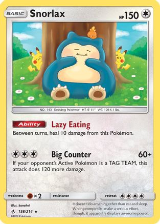 Snorlax - 158/214 - Holo Rare - Reverse Holo