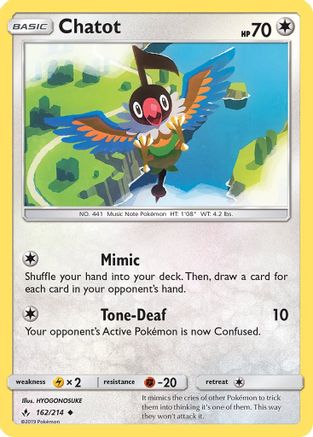Chatot - 162/214 - Uncommon - Reverse Holo