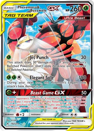 Pheromosa & Buzzwole GX (192) (Alternate Full Art) 192  - Holofoil SM  Unbroken Bonds - Ultra Rare