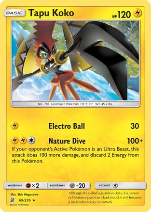 Tapu Koko - 69/236 - Holo Rare - Reverse Holo