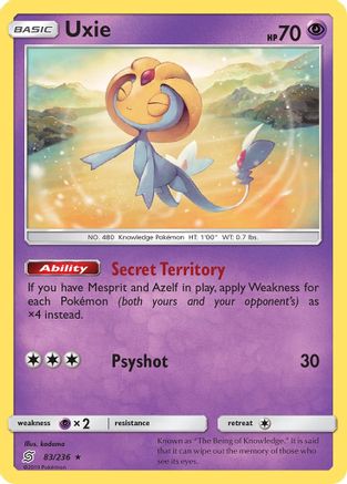 Uxie - 83/236 - Holo Rare - Reverse Holo