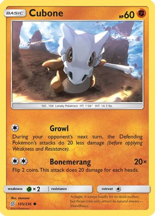 Cubone - 105/236 - Common - Reverse Holo