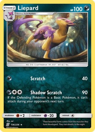 Liepard - 136/236 - Rare - Reverse Holo