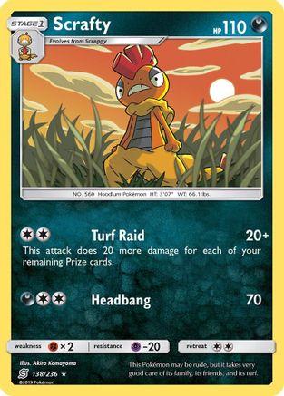 Scrafty - 138/236 - Rare - Reverse Holo