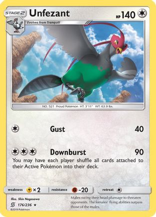 Unfezant - 176/236 - Rare - Reverse Holo