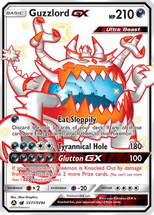 Guzzlord GX SV71/SV94  - Holofoil Hidden Fates Shiny Vault - Shiny Holo Rare