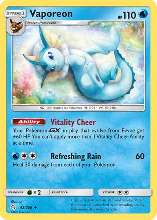 Vaporeon - 42/236 - Uncommon - Reverse Holo