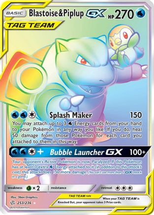 Blastoise & Piplup GX (Secret) - 253/236 - Secret Rare