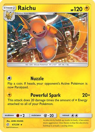 Raichu - 67/236 - Rare - Reverse Holo