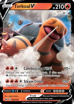 Torkoal V 024/202  - Holofoil SWSH01 Sword & Shield Base Set - Ultra Rare