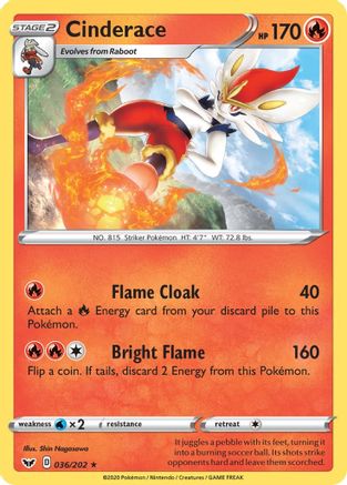 Cinderace (036) (036) 036  - Reverse Holofoil  - Rare