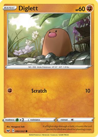Diglett 092  - Reverse Holofoil  - Common