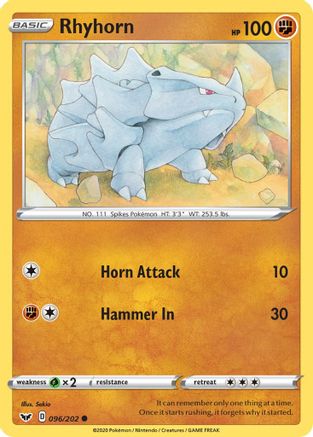 Rhyhorn (096) (096) 096  - Reverse Holofoil  - Common
