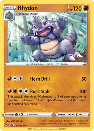 Rhydon 098  - Reverse Holofoil  - Uncommon
