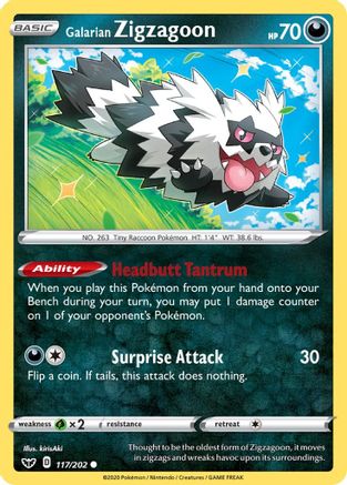 Galarian Zigzagoon 117  - Reverse Holofoil  - Common