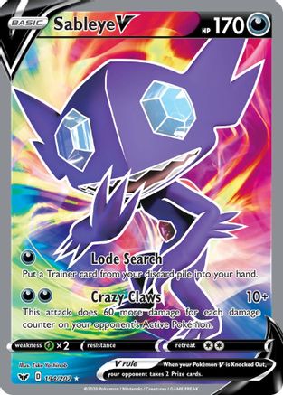 Sableye V (Full Art) 194/202  - Holofoil SWSH01 Sword & Shield Base Set - Ultra Rare