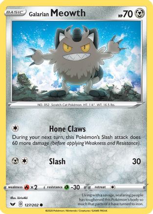 Galarian Meowth 127  - Reverse Holofoil  - Common