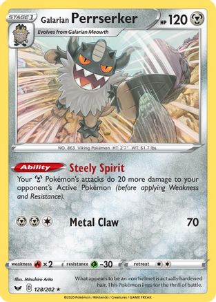 Galarian Perrserker 128  - Reverse Holofoil  - Holo Rare