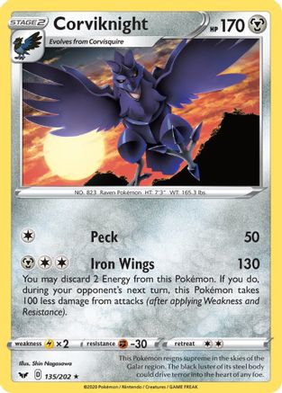 Corviknight 135  - Reverse Holofoil  - Rare