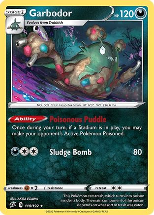 Garbodor 118  - Reverse Holofoil  - Rare