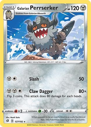 Galarian Perrserker 127/192  - Reverse Holofoil  - Rare