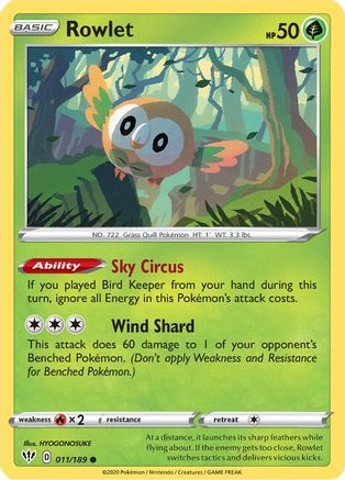 Rowlet 011  - Reverse Holofoil  - Common