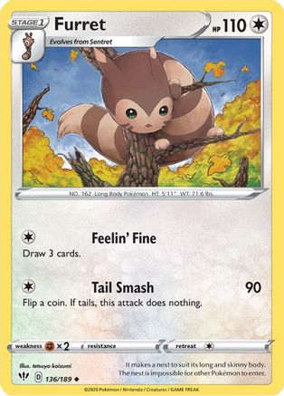 Furret 136  - Reverse Holofoil  - Uncommon